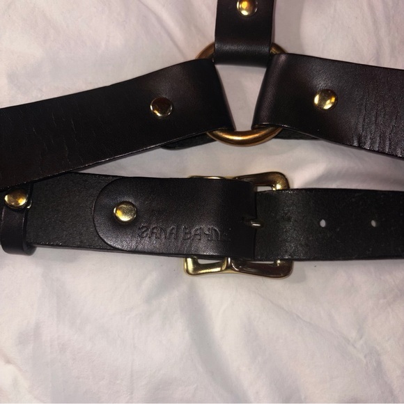 Black Leather Harness with Gold Accents by zana bayne small